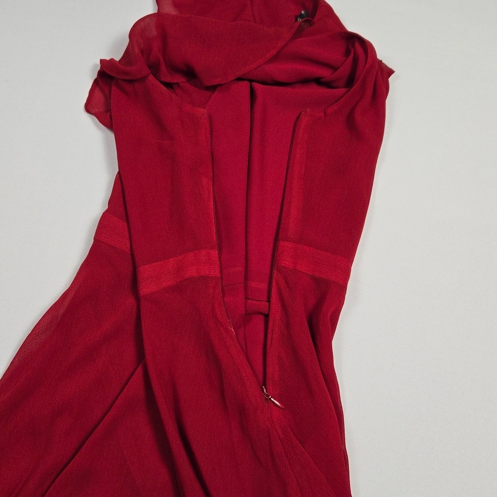 Banana Republic Red Ruffle V-Neck Handkerchief Hem HighLow Midi Dress 0 Cocktail - Picture 5 of 9